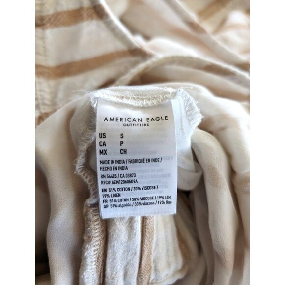 Women's American Eagle Linen Blend Jumpsuit Size Small Sleeveless Overall Halter - Picture 7 of 7